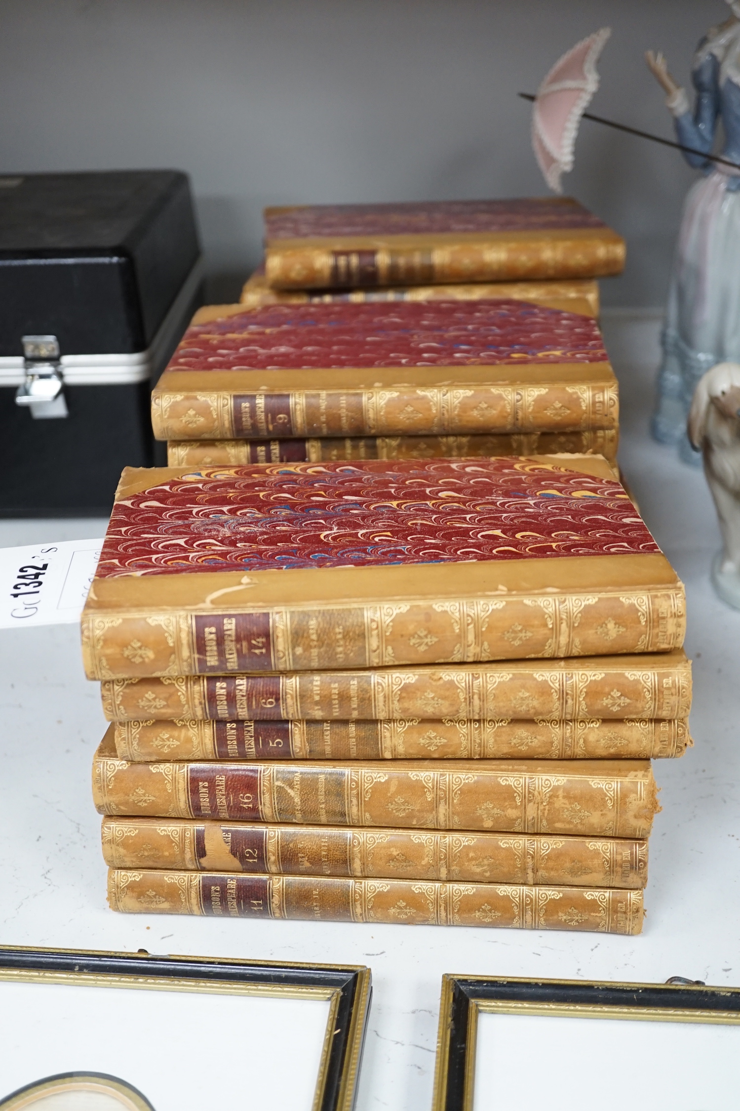 Twenty volumes of The Complete Works of William Shakespeare, Harvard Edition, publ. Ginn, Heath & Co, 1883 including Henry IV and As You Like It